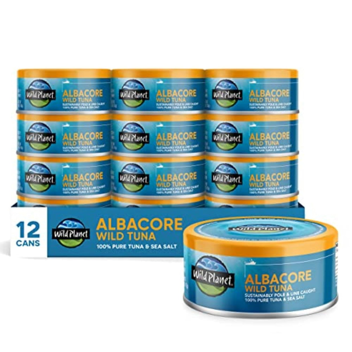 Wild Planet Albacore Wild Tuna, No Salt Added, Canned Tuna, Pole & Line Caught, 5 oz, Pack of 4, Packaging May Vary