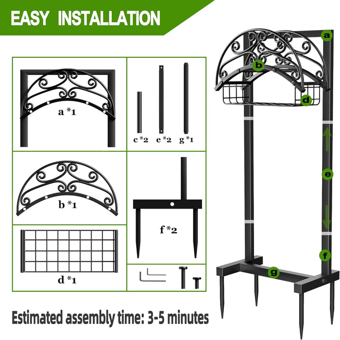 Garden Hose Holder - Upgraded Water Hose Holder Stand with Storage Basket Holds 151ft, Heavy Duty Freestanding Garden Hose Hanger Storage Rack for Outside Yard Lawn Farm