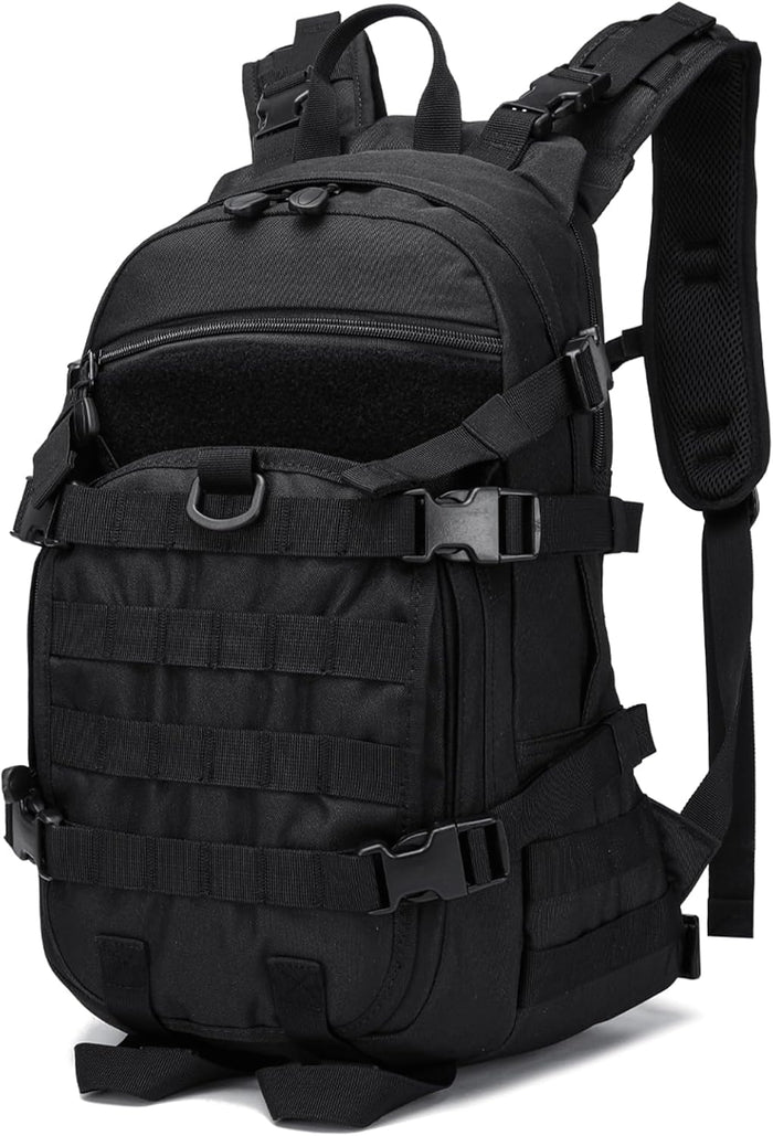 25L Small Tactical Backpack For Men, Military Waterproof Backpack With Multiple Pockets, 3-Day Bug Out Bag Molle Backpacks For Camping Hiking Military Traveling (Black)