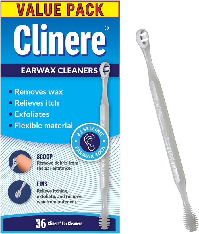 Clinere Ear Cleaners, Gentle Canal Cleaning and Ear Wax Removal Tool, Itch Relief, Exfoliates, 36 Count