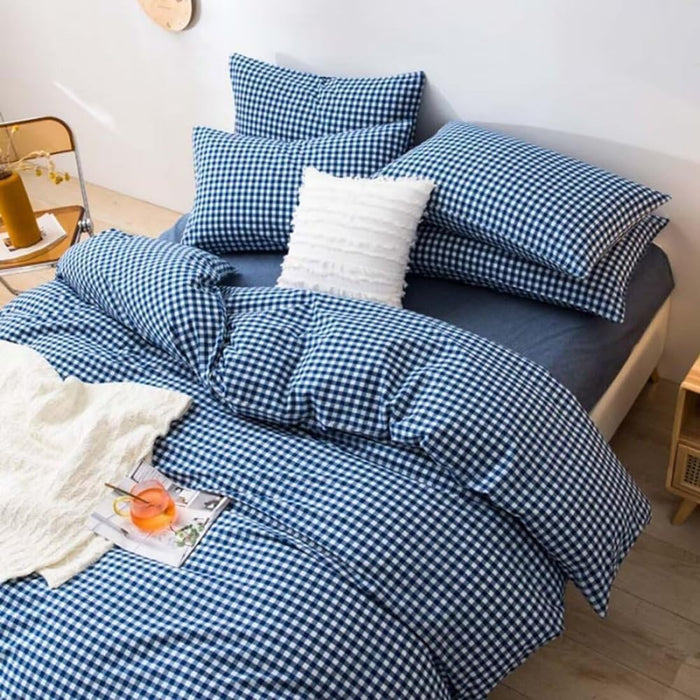 LifeTB Green Gingham Comforter Set King Modern Style Plaid Comforter Set 3 Pieces Boho Grid Comforter with 2 Pillowcases Soft Fluffy Checkered Pattern Comforter Farmhouse Gingham Bedding Set King