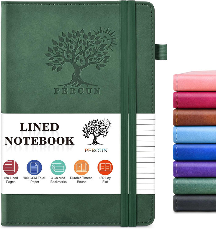 Lined Journal Notebook for Men & Women, 160 Pages College Ruled Journal for Writing, A5 Hardcover Leather Notebooks for Work, School, Business, Travel, Daily Diary 5.9" x 8.5" (Brown)