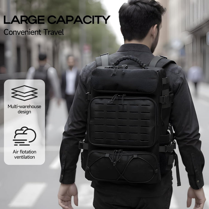Tactical Military Backpack, Large Capacity Molle System, Multi-Compartment Design with Shoe Storage, Black (black)