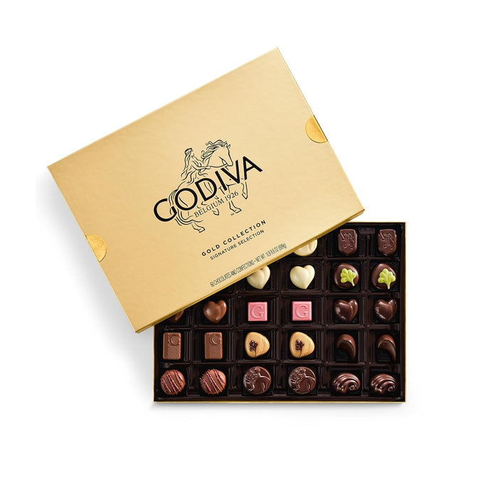 Godiva Gold Assorted Chocolate Gift Box, Belgian Dark and Milk Chocolates with Pralinés, Ganaches & Caramels, Gourmet Gift for Birthdays, Holidays, Non-GMO & Kosher, 8 Pc