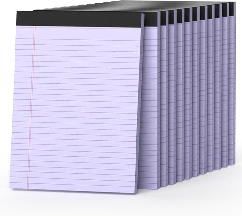 12 Pack Colored Legal Pads 8.5" x 11" Note Pads Wide Ruled Lined Paper with Micro-Perforated Writing Notebook 30 Sheets per Pad (360 Total Pages) Notepad for School, Office & Home Supplies