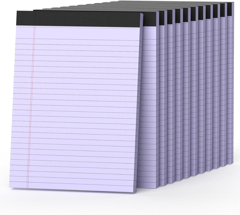 Legal Pads 8.5 x 11, 12 Pack Colored Note Pads 8.5 x 11 Pink Notepad 8.5 x 11 Multi-Color Pink/Green/Blue Writing Pads 8.5 x 11 Lined Paper Pads Wide Ruled Legal Pad Notebook Paper, 30 Sheets per Pad