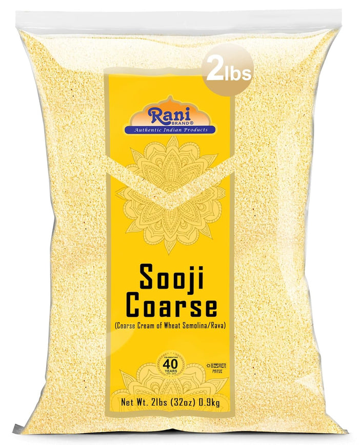 Rani Sooji Fine (Farina, Suji, Rava, Wheat) Flour 32oz (2lbs) 908g ~ All Natural | Vegan | NON-GMO | Kosher | Indian Origin