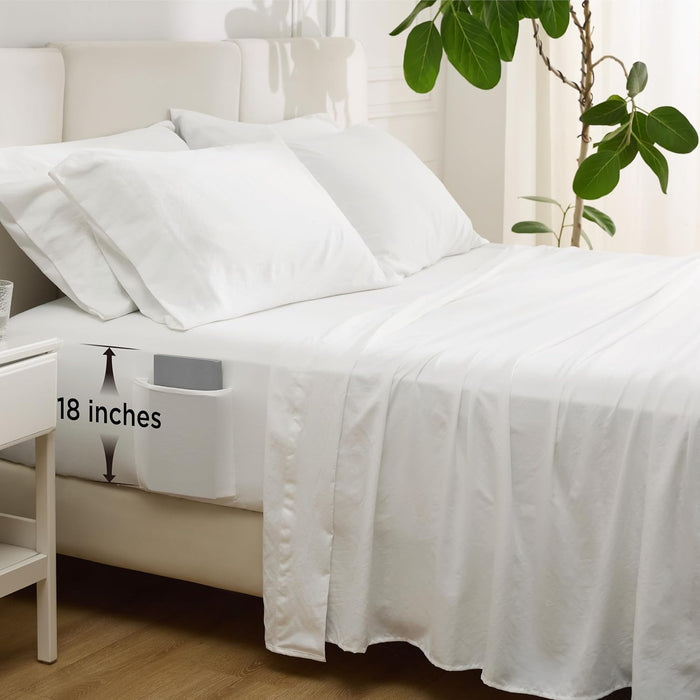 Bedsure Deep Pocket King Sheet Set - 6 Piece, Prewashed Ultra-Soft King Size Sheets Set, Fits Mattresses Up to 18 Inches Thick, Breathable & Secure Fit, Hotel Luxury Bedding, Grey