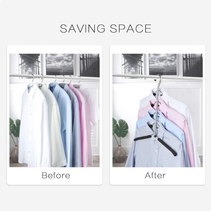 DOIOWN Blouse & Shirt Hangers - Non Slip Space Saving Stainless Steel Closet Organizer (2 Pack)