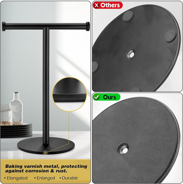 Hand Towel Holder, Matte Black Bathroom Towel Racks, Countertop Towel Stand, T-Shape Towel Holder for Bathroom Kitchen, Size 11" L x 6.7" W x 16.1" H