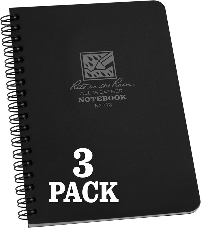 Rite in the Rain Weatherproof Side Spiral Notebook, 4.625" x 7", Tan Cover, Universal Pattern (No. 973T)