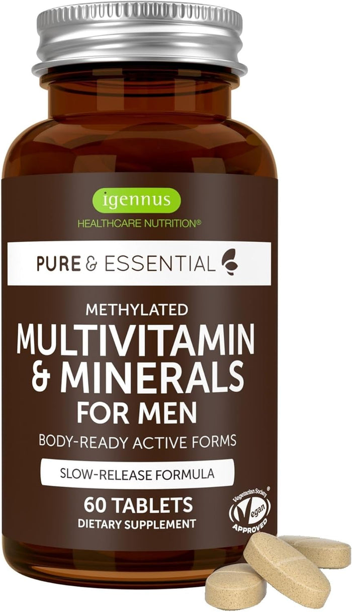Igennus High Potency Methylated Multivitamin for Women, Pure & Clean Ingredients, MTHFR Supplement with Active B-Vitamins, Vitamin K2 MK7, Gentle Iron, Sustained Released, Non-GMO & Halal, 60 Tablets
