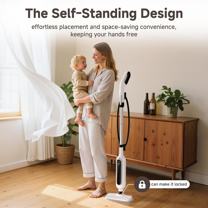 12-in-1 Steam Mop, Detachable Handheld Steam Cleaner for Home, 23FT Cord, 3 Steam Modes & LED Display, Steam Mops for Floor Cleaning, Bathroom, Windows, Sofas, Clothes, Tile Grout, Carpets, Furniture
