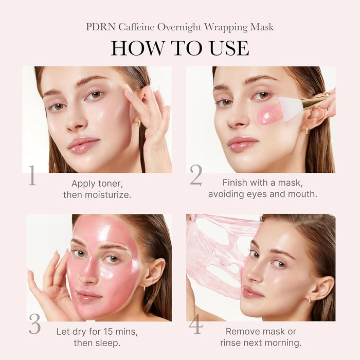 medicube PDRN Caffeine Overnight Wrapping Peel Off Facial Mask | Firming, Depuffing & Hydration | Salmon DNA + Caffeine + Collagen For Refined, Glass Skin & Face Contour Support | Korean Skin Care
