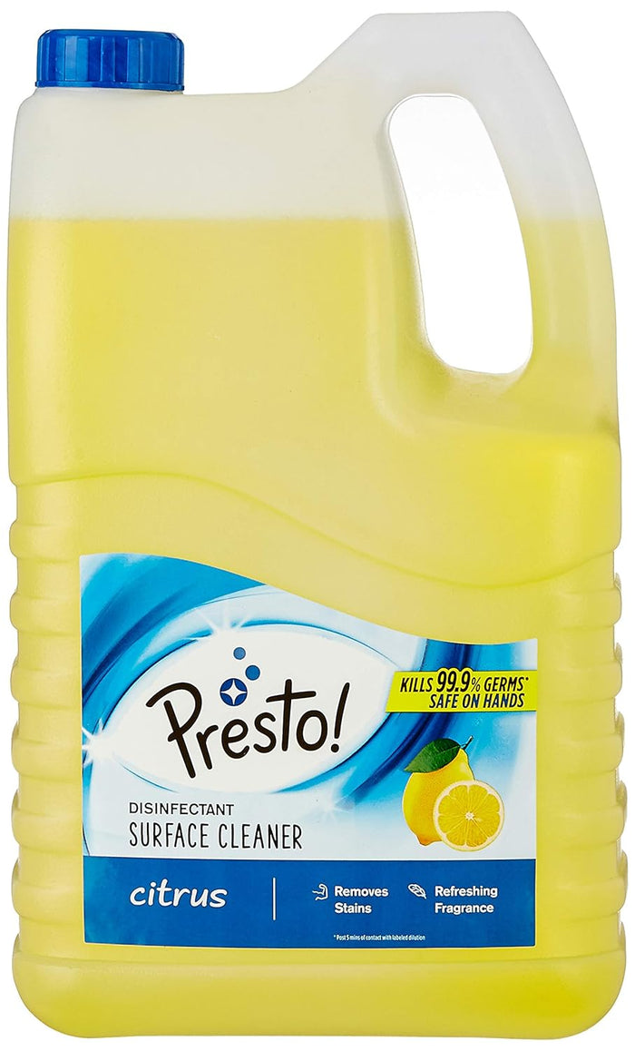 Amazon Brand - Presto! Disinfectant Surface & Floor Cleaner Liquid | Pine | 2 Litre Can | Kills 99.9% Germs | Removes Stains | Safe On Hands