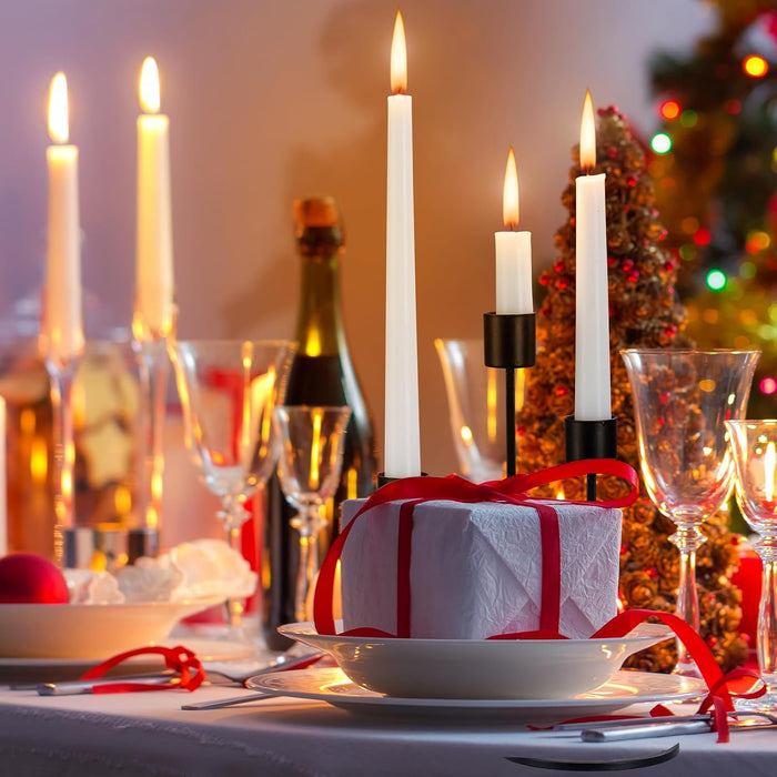 36 Pack White Taper Candles, 6-7 Hours Burn Time, Unscented and Smokeless, 4/5 x 10 Inch Dinner Candle Set for Household, Wedding, Party and Home Décor Candlesticks