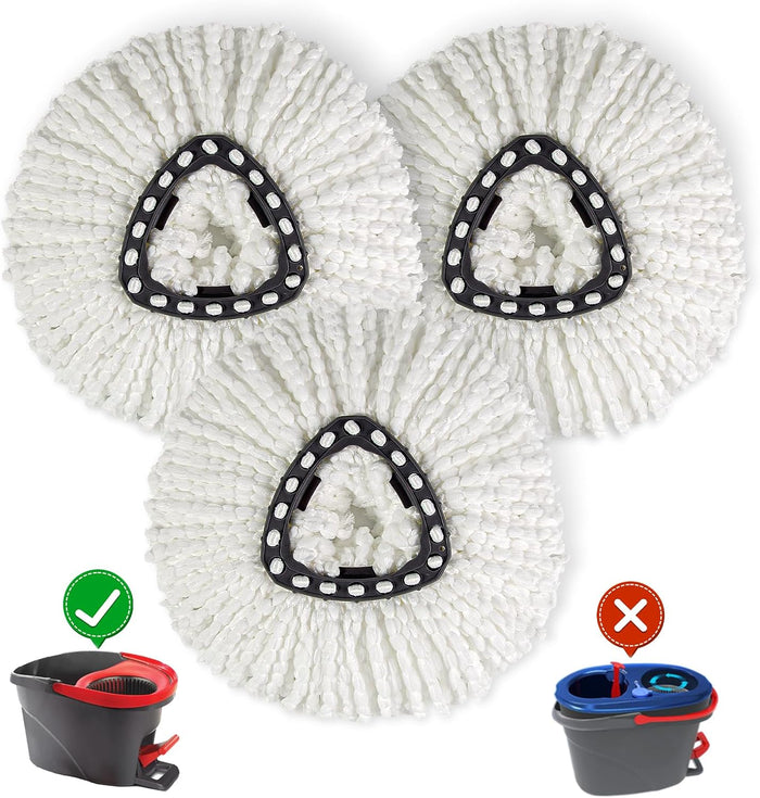 3 Pack Mop Replace Head, Refill Replacements Compatible for O Cedar Spin Mop, Only for 1-Tank System - Fluffy Microfiber Ocedar mops Head Replacements for Cleaning Floor