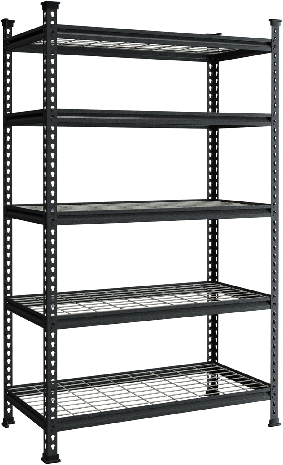 WORKPRO 5-Tier Metal Storage Shelving Unit, 48”W x 24”D x 72”H, Adjustable Storage Rack Heavy Duty Shelf, 4000 lbs Load Capacity (Total), for Garage, Kitchen, Bathroom, Warehouse, Black/Sliver