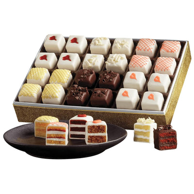 The Wisconsin Cheeseman Incredible Petits Fours - Gourmet Mini Layer Cakes in Chocolate Fudge, Red Velvet, Strawberry Shortcake, Vanilla, Lemon, and Carrot Spice - Dessert Cake Assortment Gift