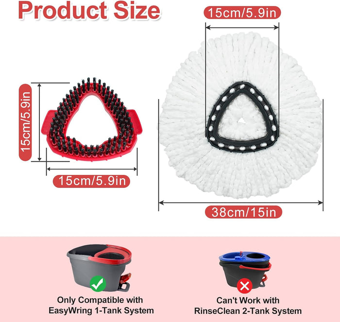 Mop Heads Replacement for Ocedar, Mop Replace Head for Ocedar EasyWring 1 Tank, Microfiber Spin Mop Refills, Include 5 Spin Mop Replacement Head Deep Cleaning Machine Washable with 2 Scrubber Mop Head