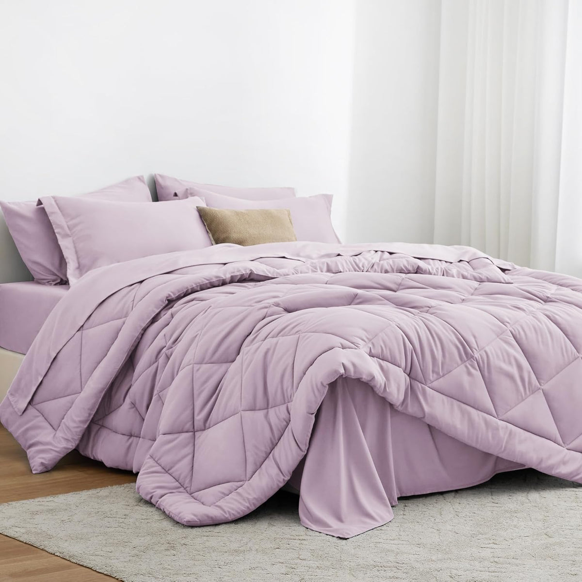 Love's cabin Full Comforter Set Black, 7 Pieces Full Bed in a Bag, All Season Full Bedding Sets with 1 Comforter, 1 Flat Sheet, 1 Fitted Sheet, 2 Pillowcase and 2 Pillow Sham