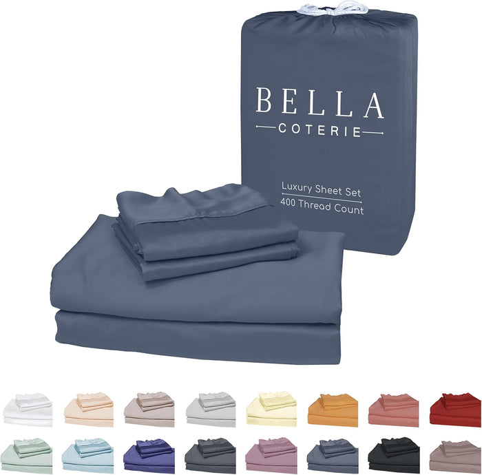 Bella Coterie Luxury Bamboo Viscose Split King Size Sheet Set | 2 Fitted Sheets for Sleep Number & Adjustable Beds | 100% Organically Grown | Cooling & Ultra Soft | 18” Deep Pocket [Sea Glass]