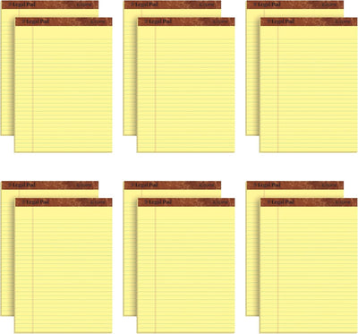 TOPS 8.5 x 11.75 Legal Pads, 12 Pack, The Legal Pad Brand, Wide Ruled, Yellow Paper, 50 Sheets Per Writing Pad, Made in the USA (7532)