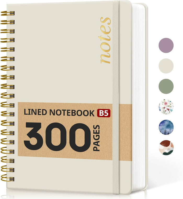 Lined Spiral Notebook Journal for Work, 300 Pages Thick B5 (7.1"x10") College Ruled Journal for Women & Writing, Hardcover Notebook for Note Taking, Perfect for Office Home School Supplies, Green