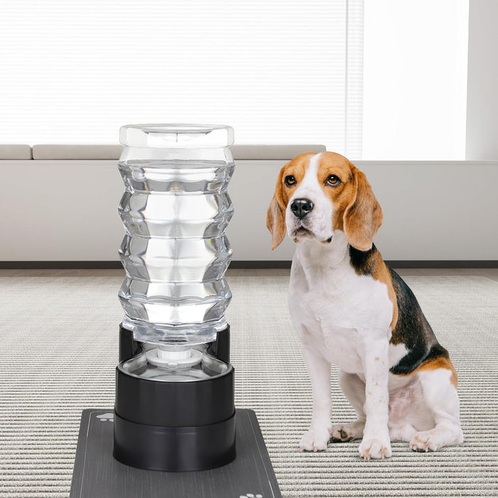 RIZZARI Automatic Pet Waterer, Gravity Stainless Steel Water Dispenser, 100% BPA-Free, Large Capacity Water Feeder for Cats and Small and Medium-Sized Dogs (Black Raised, 9L)