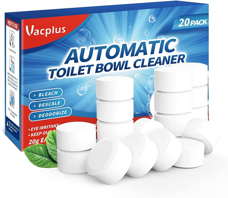 Vacplus Toilet Bowl Cleaner Tablets 40 PACK, Automatic Cleaners with Bleach, Slow-Releasing Toilet Tank Cleaners for Deodorizing & Descaling, Household Toilet Cleaners against Tough Stains
