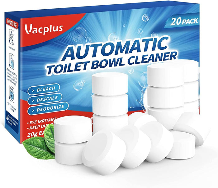 Vacplus Toilet Bowl Cleaner Tablets 40 PACK, Automatic Cleaners with Bleach, Slow-Releasing Toilet Tank Cleaners for Deodorizing & Descaling, Household Toilet Cleaners against Tough Stains