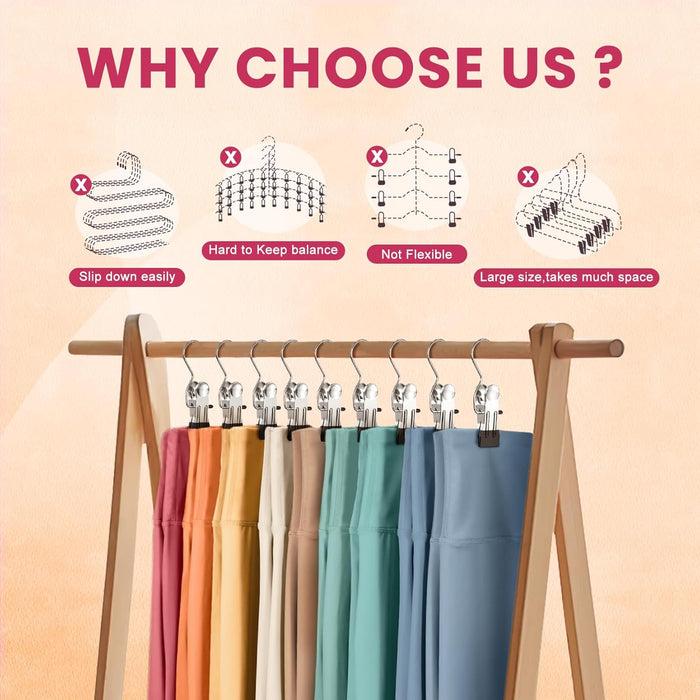 30 Pack Pants Hangers with Clip,Legging Organizer for Closet Hanging, Space Saving Yoga Pants Hangers Clip Hangers Closet Organization,Closet Organizers and Storage for Jeans,Shorts,Skirts,Hats