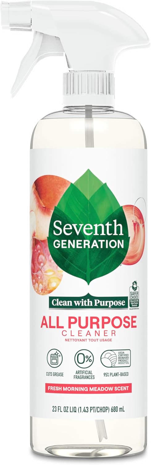 Seventh Generation All Purpose Cleaning Spray Surface Cleaner Lemon Chamomile scent Cuts Grease 23 oz, Pack of 4