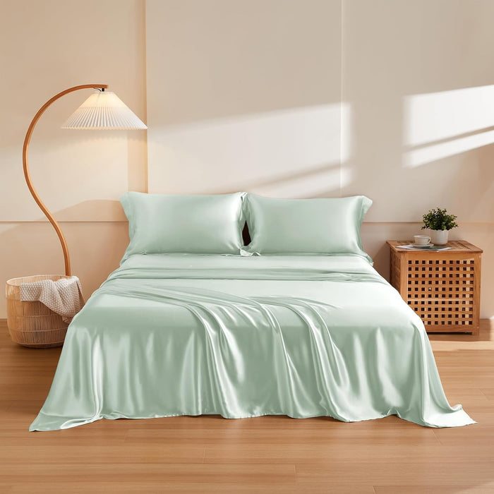 THXSILK Silk Sheet Set 4Pcs, 6A+ Top Grade 100% Natural Mulberry Silk Bed Sheets, Luxury Bedding Sets Ultra Soft Durable, 1 Fitted Sheet, 1 Flat Sheet and 2 Pillow Shams (King, Charming Pink)