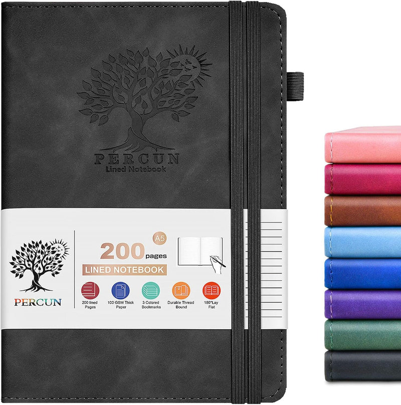 Lined Journal Notebook for Men & Women, 160 Pages College Ruled Journal for Writing, A5 Hardcover Leather Notebooks for Work, School, Business, Travel, Daily Diary 5.9" x 8.5" (Brown)