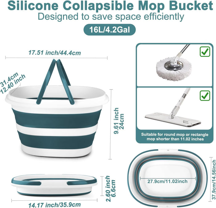 Collapsible Bucket for Cleaning, 4.2 Gallons Mop Bucket with Handle for Floor Window Car Washing, Silicone Ice Buckets for Parties Camping Fishing Beach, RV Laundry Storage Household Cleaning Supplies