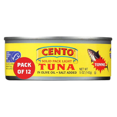 Cento Solid Packed Tuna in Olive Oil, 5 Ounce (Pack of 12)