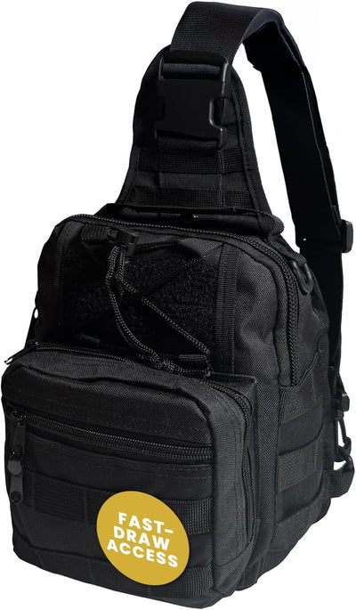 GunZee Tactical Sling Backpack, MOLLE-Compatible Sling Bag for EDC, Travel, Camping, Hiking, Hunting, Fishing, and Tactical or Military Use, Multiple Compartments, Concealed Carry and Range Bag