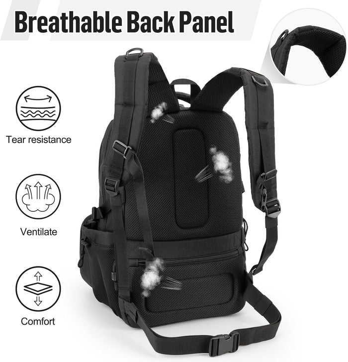 Jueachy Tactical Backpack with Lunch Box for Men: Laptop Compartment Bookbag with lunchbox for Work School for Women Mens Black