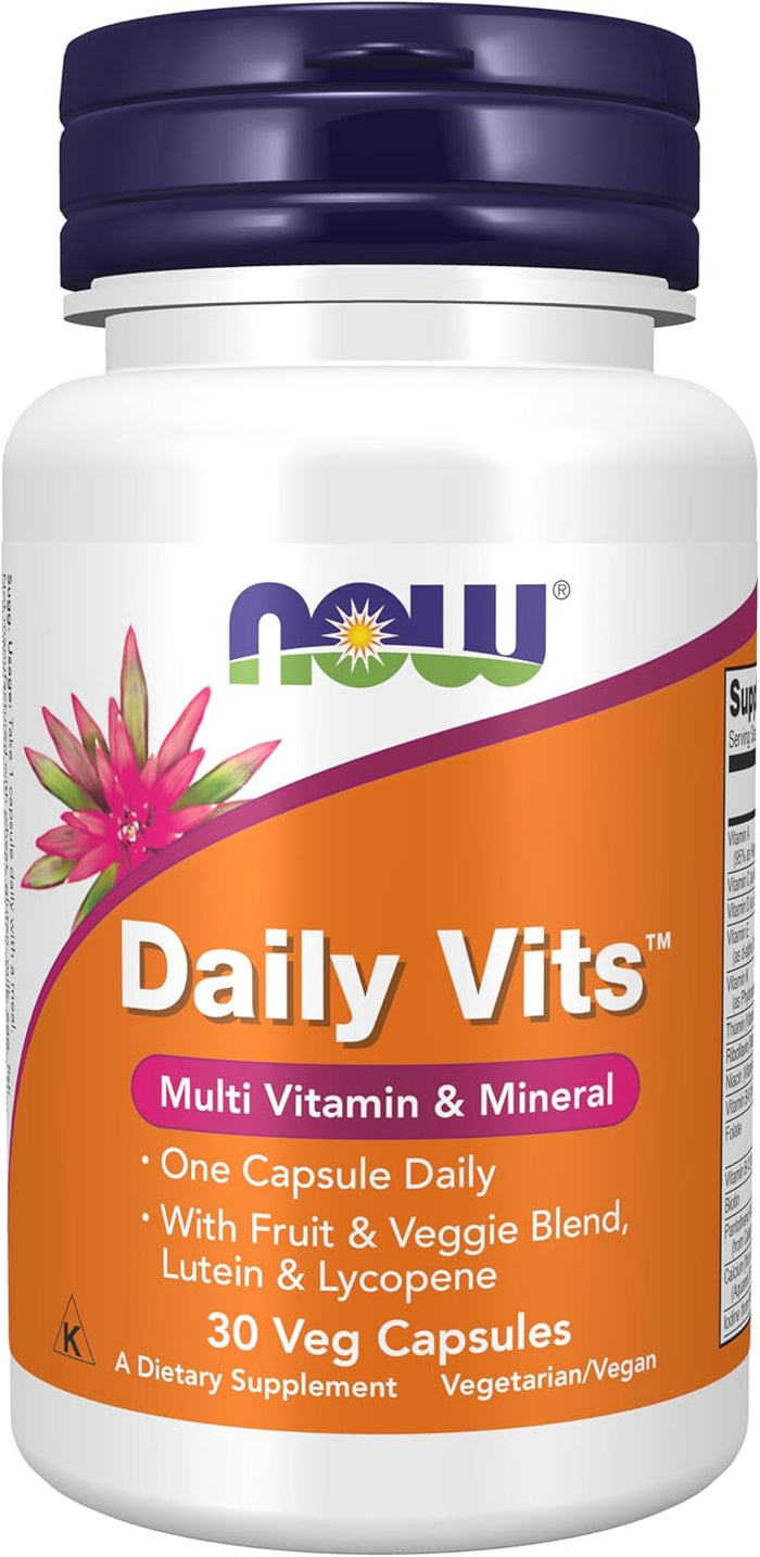 NOW Foods Supplements, Daily Vits™ with Fruit & Veggie Blend, Lutein and Lycopene, 120 Veg Capsules