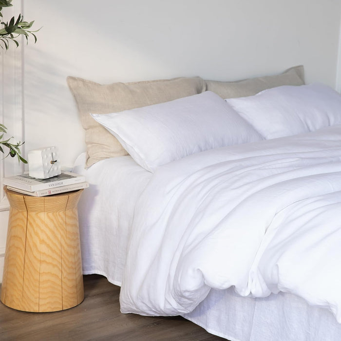 XZ XIFA 100% Natural French Flax Linen Duvet Cover King, Olive Green Cooling Duvet Cover Set, Soft,Textured,Lightweight,Fluffy Linen Bedding Cover Set for Hot Sleepers(1Duvet Cover,2Pillowcases)