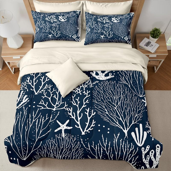 7 Pcs Queen Size Comforter Set with Pillowcases & Shams, Red and White Paisley Floral Bedding, Classic All-Season Bed in a Bag with Flat and Fitted Sheets