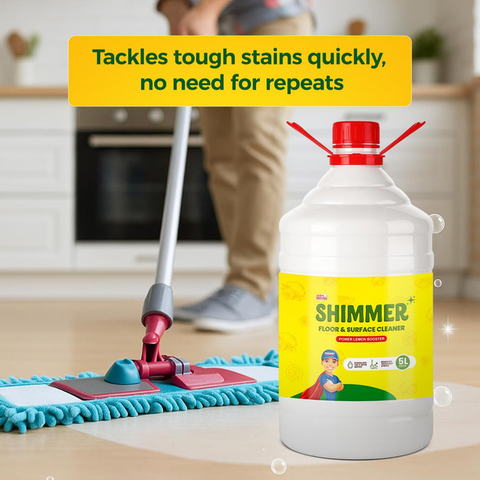 Shimmer Floor & Surface Cleaner Phenyl – 5L Mega Jar | Power Lemon Booster Formula | Long Lasting Fragrance