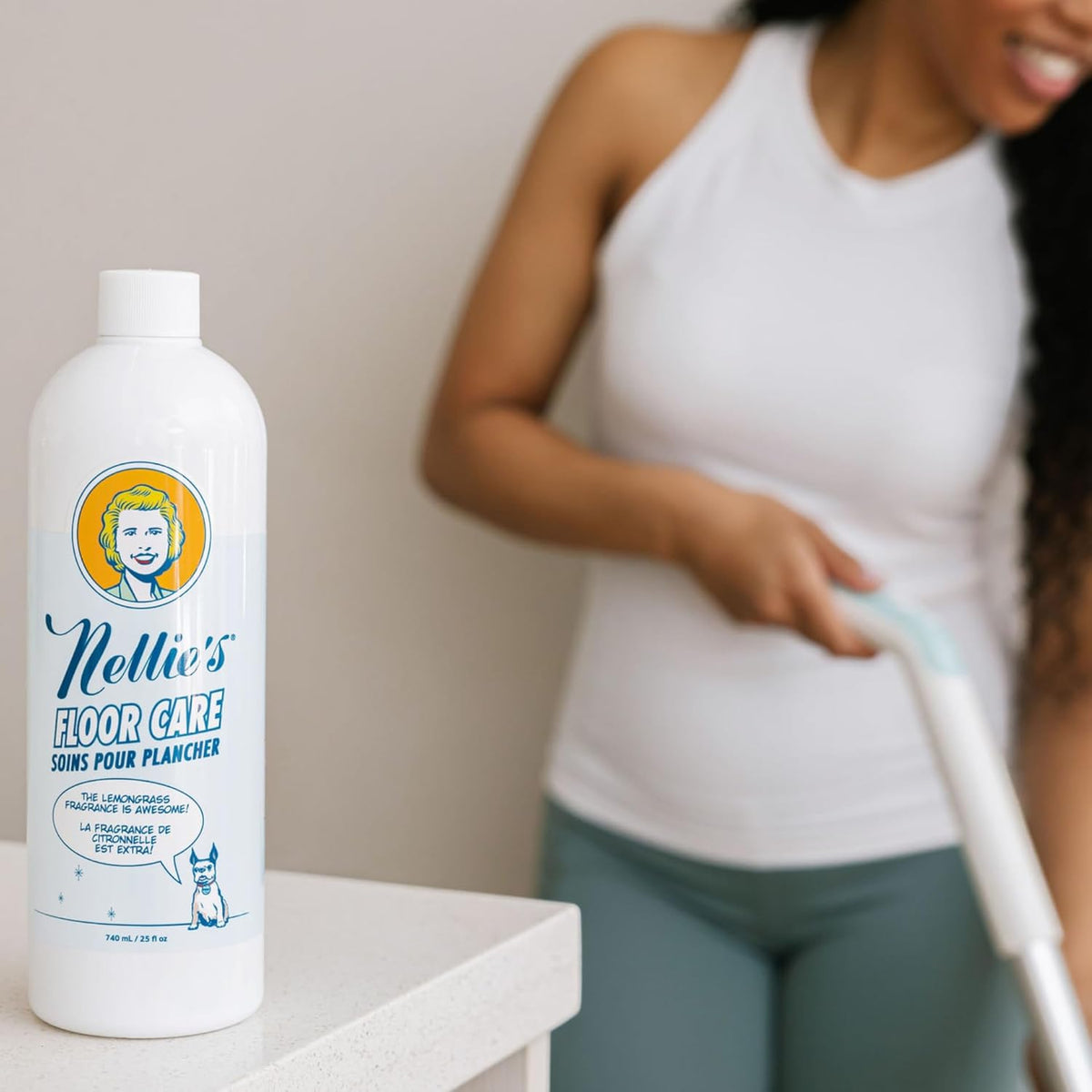 Nellie’s Floor Care – Plant-Based Floor Cleaner for Hardwood, Tile, Ceramic, and More – Effectively Lifts Dirt and Odors – Fresh Lemongrass Scent (25 fl oz) - Made in Canada