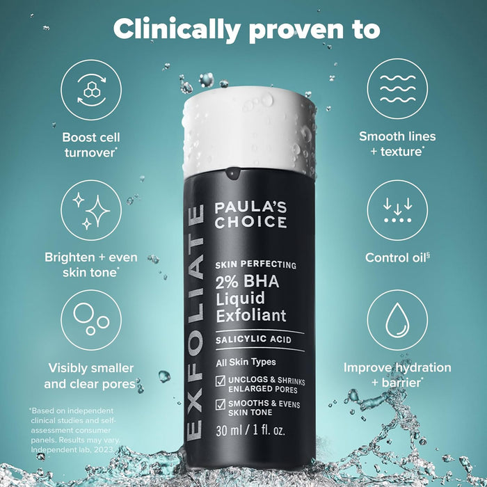 Paula's Choice SKIN PERFECTING 2% BHA Liquid Exfoliant with Salicylic Acid, Facial Polish for Enlarged Pores, Wrinkles & Fine Lines, Suitable for Blackhead-Prone Skin, Fragrance-Free