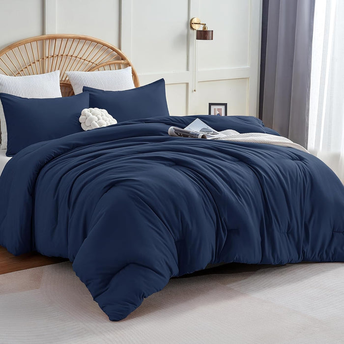 CozyLux California King Comforter Set Black, 3 Pieces Cal King Solid Breathable Quilted Bedding Sets, Cozy Luxury Fluffy Soft Bed Sets with Down Alternative Comforter and 2 Pillowcases for All Season