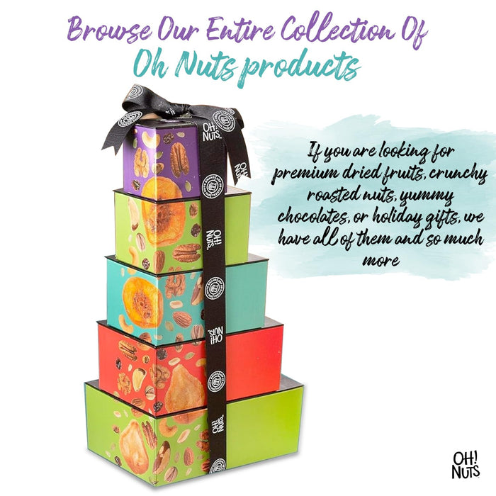 Oh! Nuts 5 Tier Gift Tower - 12 Assorted Dried Fruits and Nuts Gift Basket - Gourmet Healthy Snack Boxes for Holiday, Birthday, Thank You, Corporate Gifting, Parties & Family Celebrations