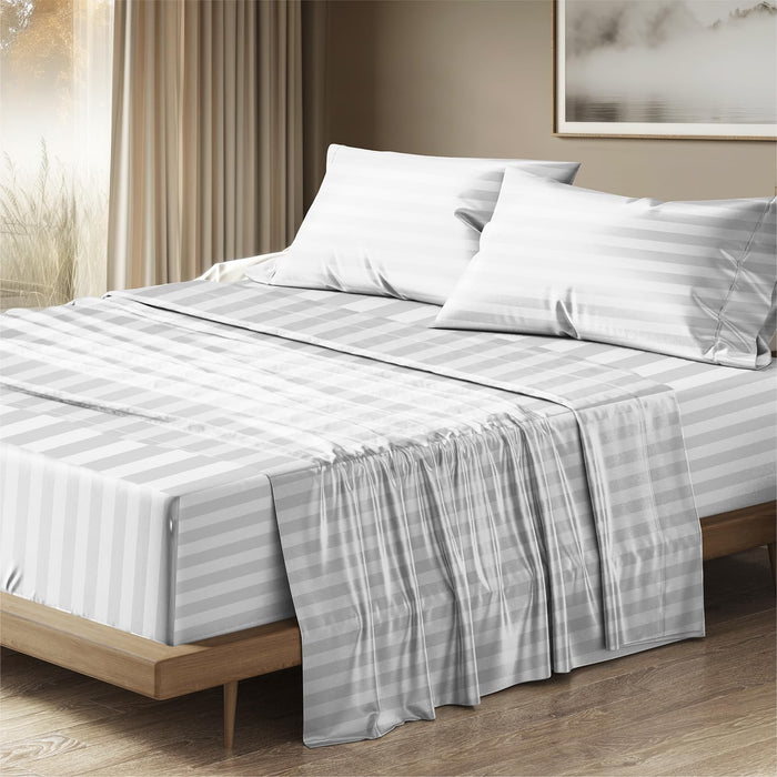 THREAD SPREAD 100% Egyptian Cotton King Size Sheets Set - Luxury 1500 Thread Count Egyptian Cotton Sheets King Size, 17" Deep Pocket, Soft, Cooling Sateen Weave Hotel Quality Bedding Set - Dark Grey