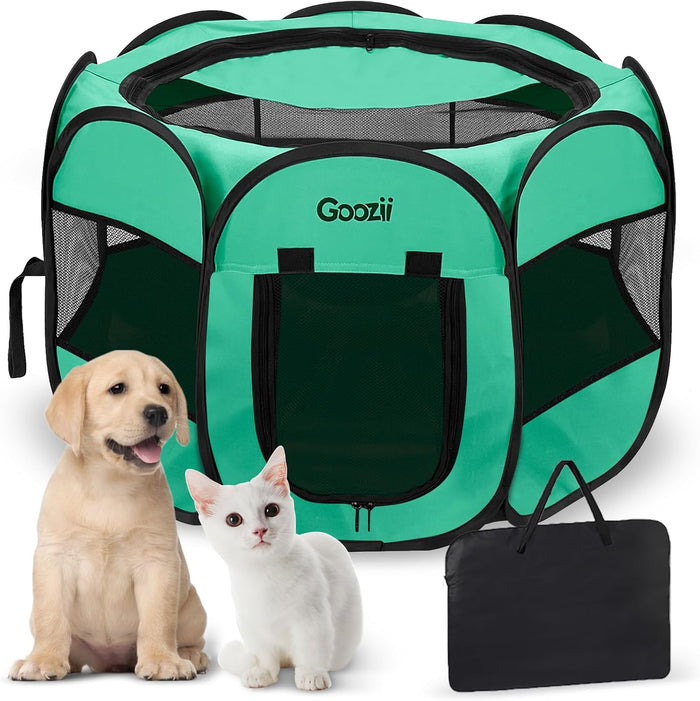 Pet Cat Playpen for Indoor Cats Enclosed, Portable Foldable Dog Playpen Outdoor Tent Crate Cage with Zipper Top Cover Door for Kitten Puppy Outside Rv Car Camper (Small Size, Pink)