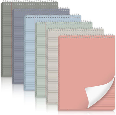 gisgfim 6 Pcs Neutral Top Bound Spiral Notebooks 8.5" x 11" College Ruled Aesthetic Legal Pad Steno Pads Colored Paper Assorted Covers Wirebound Notepad for Writing School Office Supplies